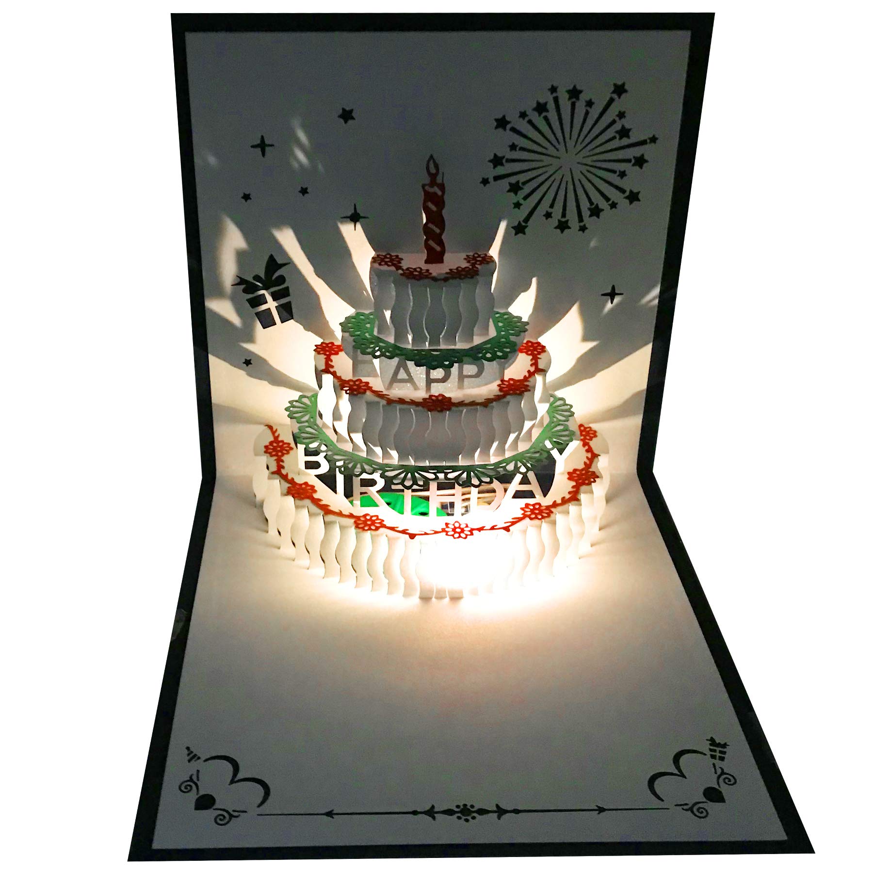 Amazon.com : Akeydeco 3D Pop Up Birthday Cards,Warming LED Light